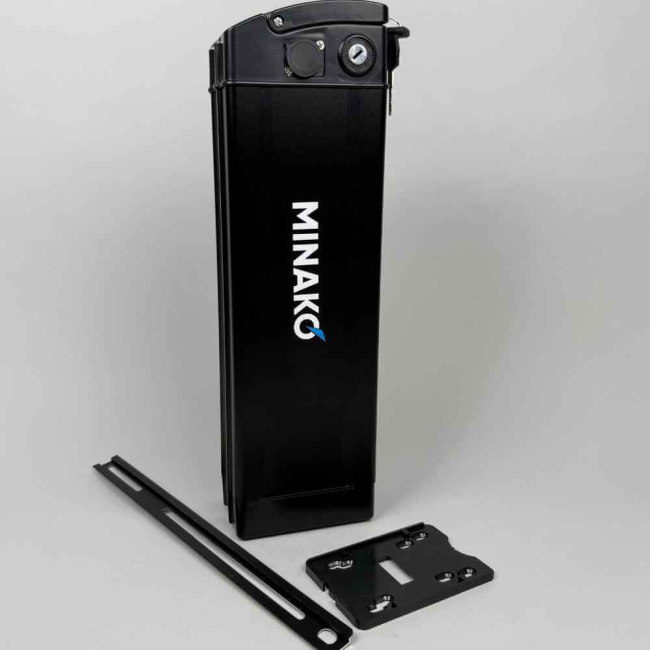 Аккумуляторная батарея для электровелосипеда Minako 60 вольт с планкой креплением, цвет чёрный, Фото 1