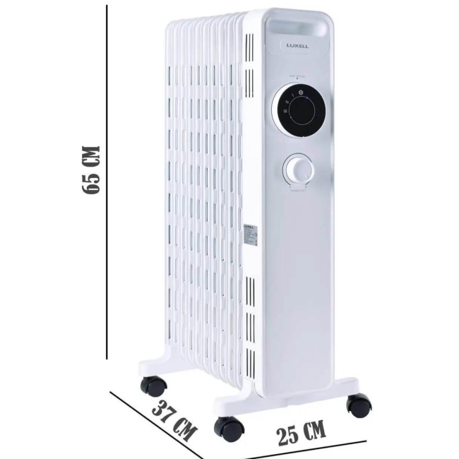 Масляный обогреватель LUXELL by Kumtel LUX-1225s, на 9 секций, White, 2000W, Фото 4