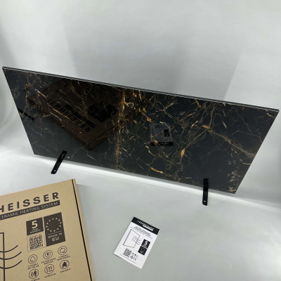 Керамический инфракрасный обогреватель (120x60 1100W) ZENHEISSER Max H-1200 с кнопкой, чёрный мрамор 