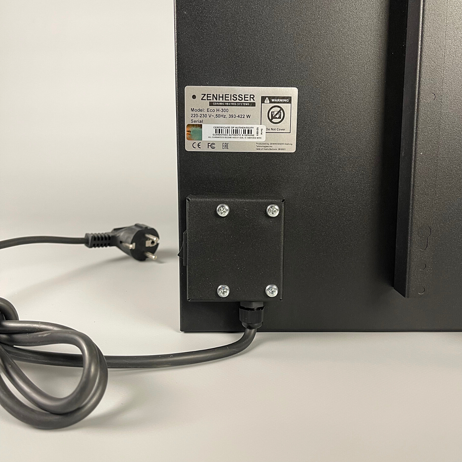 Керамический инфракрасный обогреватель (30x60 300W) ZENHEISSER Eco H-300 с кнопкой, серый камень, Фото 6