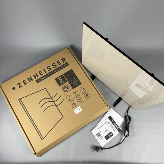 Керамический инфракрасный обогреватель (60x60 600W) ZENHEISSER Cube H-600 с кнопкой, бежевый глянец, Фото 3