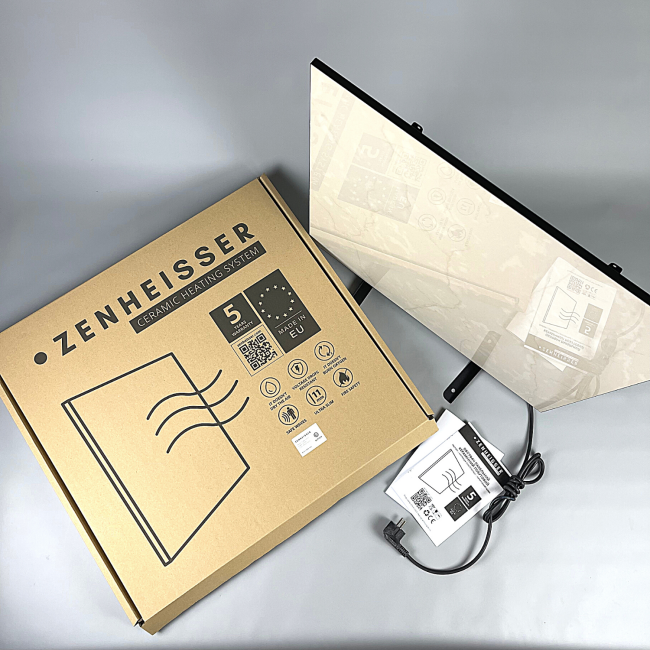 Керамический инфракрасный обогреватель (60x60 500W) ZENHEISSER Cube H-600 с кнопкой, белый глянец, Фото 2