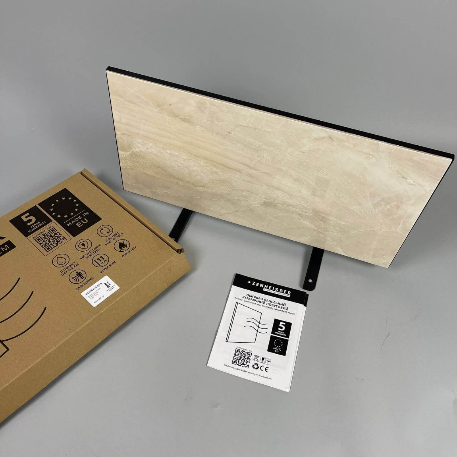 Керамический инфракрасный обогреватель (30x60 400W)  ZENHEISSER Eco HT-300 с терморегулятором, бежевый глянец, Фото 1