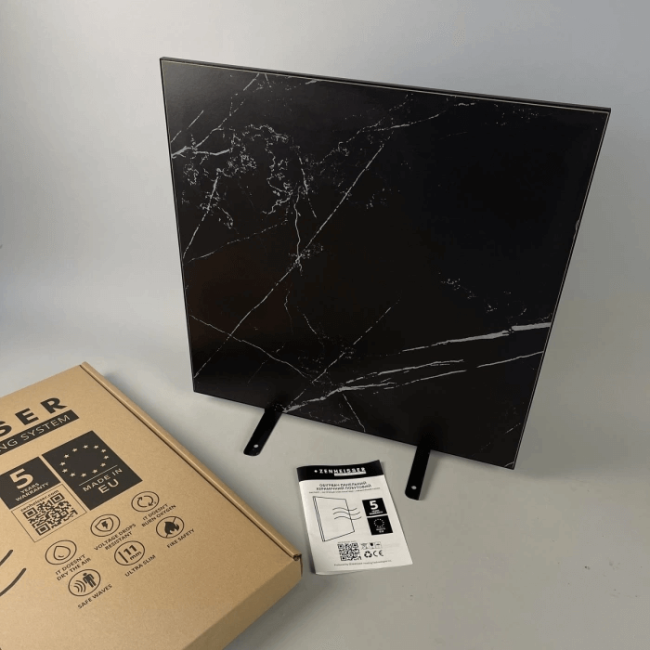 Керамический инфракрасный обогреватель (60x60 500W) ZENHEISSER Cube H-600 с кнопкой, черный матовый, Фото 1