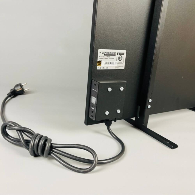 Керамічний інфрачервоний обігрівач ZENHEISSER HT-650 60x60 см 550W з терморегулятором, чорний, Фото 3