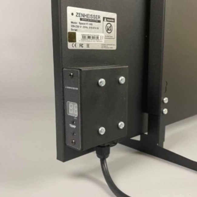 Керамічний інфрачервоний обігрівач ZENHEISSER Max H-1200 1100W 120×60 см з терморегулятором, IP54, темно-сірий, Фото 2
