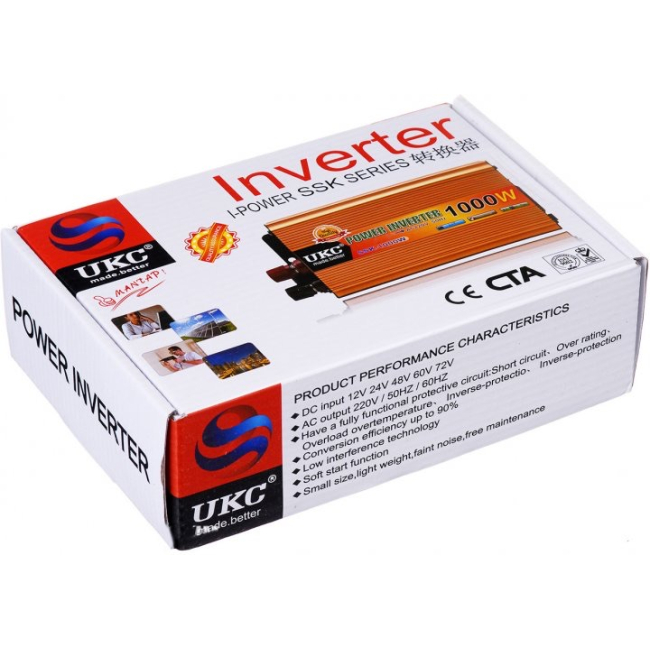 Инвертор преобразователь напряжения UKC 12-220V, 1000W, Фото 3