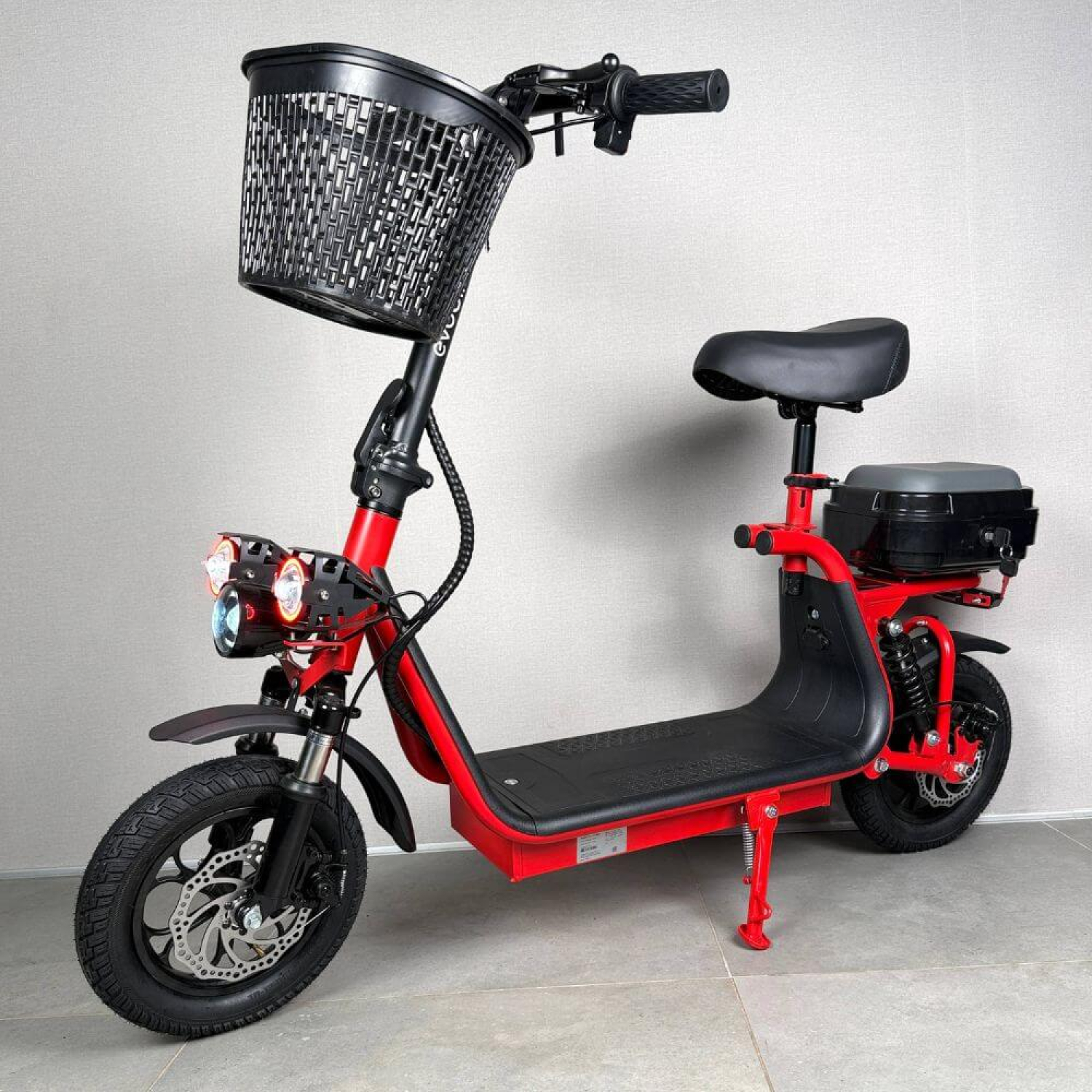 Электросамокат EVOBIKE Zen U12 800W красный (12″ колеса, до 50 км, складной, с сиденьем), Фото 1