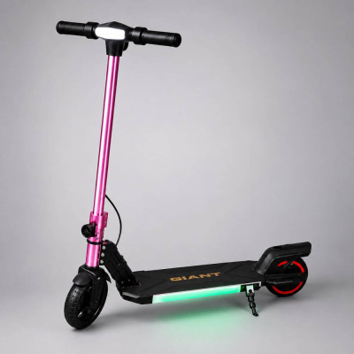 Дитячий електросамокат Giant ES2 LED Max Pink 250W 36V 4.4Ah Li-ion | До 18 км/год | До 15 км | LED-підсвітка | Гарантія 24 місяці