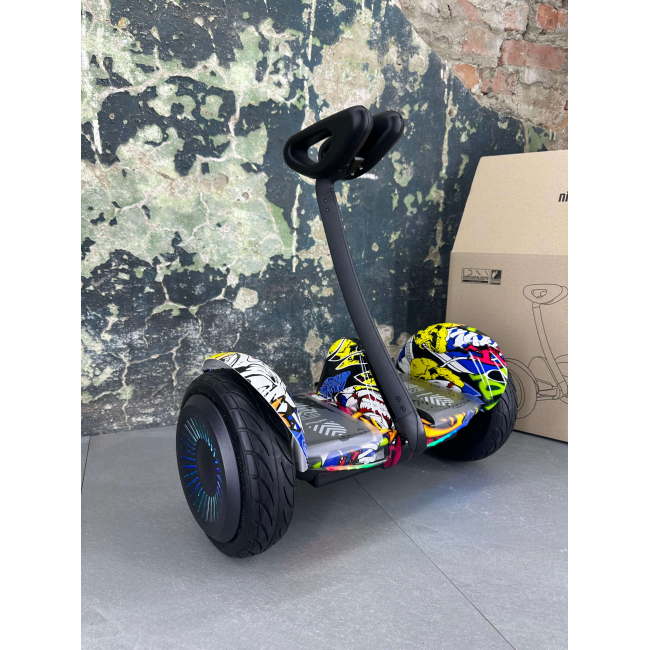 Гироскутер NineBot Mini Гироборд С Ручкой Желтый Графити НОВИНКА 2024! Модель с подсветкой колес, Фото 3