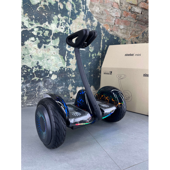 Гироскутер NineBot Mini Гироборд С Ручкой Цветная Молния НОВИНКА 2024! Модель с подсветкой колес, Фото 1