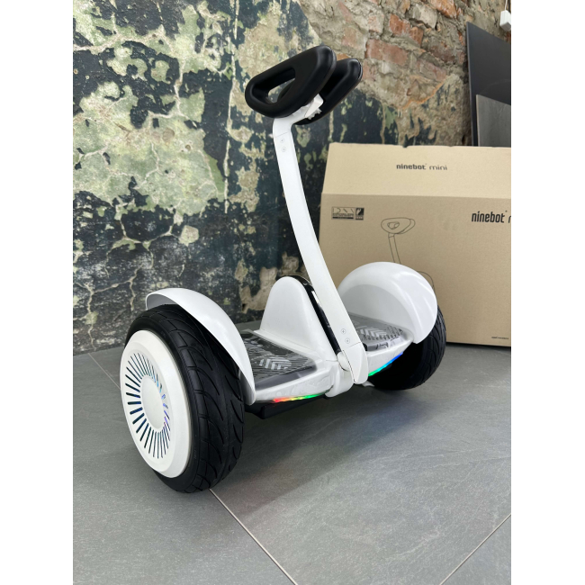 Гироскутер NineBot Mini Гироборд С Ручкой Белый НОВИНКА 2025! Модель с подсветкой колес, Фото 1