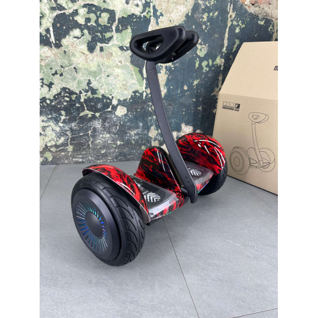 Гироскутер NineBot Mini Гироборд С Ручкой Красное Пламя НОВИНКА 2024! Модель с подсветкой колес, Фото 1