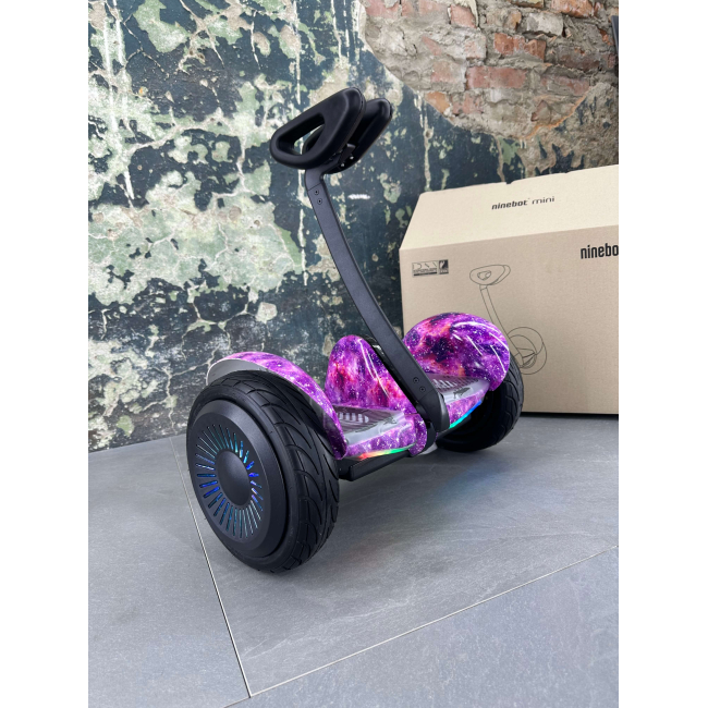 Гироскутер NineBot Mini Гироборд С Ручкой Розовый Космос НОВИНКА 2024! Модель с подсветкой колес, Фото 4