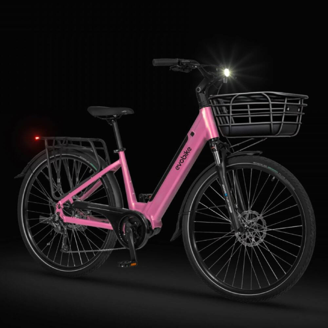 Електровелосипед EVOBIKE Vivo N1 Pink 26” 600W з кошиком та багажником, Фото 3
