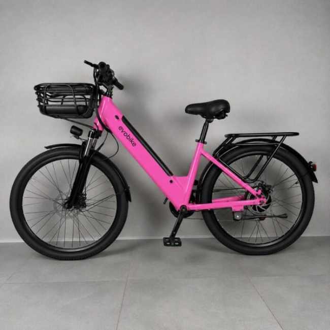 Електровелосипед EVOBIKE Vivo N1 Pink 26” 600W з кошиком та багажником, Фото 1