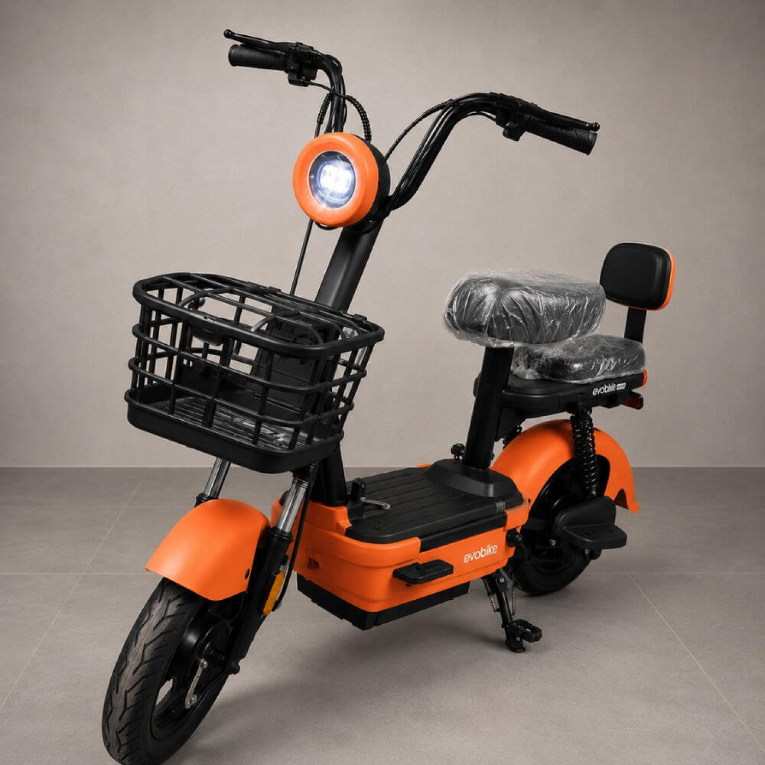 Электровелосипед EVOBIKE Nova MINI Orange 500W 48V 12Ah с Передней Корзиной и Пассажирским Сиденьем (Модель 2026 года), Фото 1