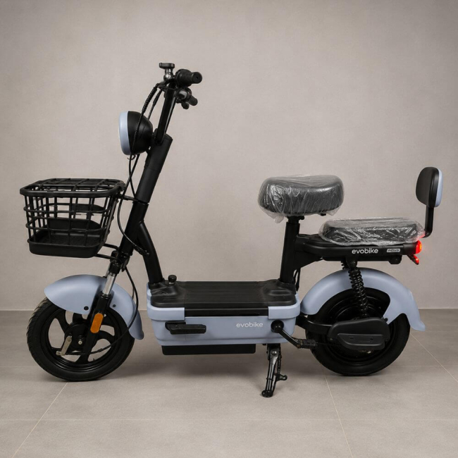 Електровелосипед EVOBIKE Nova MINI 500W 48V 12Ah Сірий з Кошиком та Пасажирським Сидінням (Модель 2026 року), Фото 6