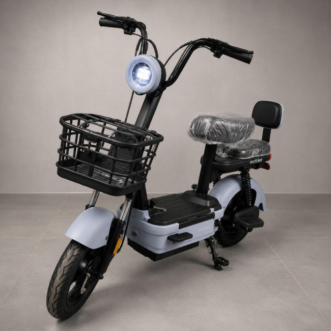 Електровелосипед EVOBIKE Nova MINI 500W 48V 12Ah Сірий з Кошиком та Пасажирським Сидінням (Модель 2026 року), Фото 1