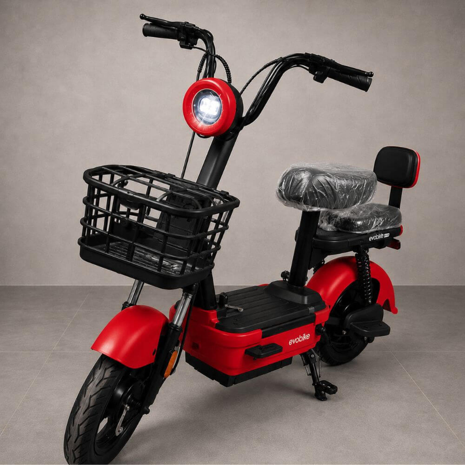 Электровелосипед EVOBIKE Nova MINI 500W 48V 12Ah Красный с Корзиной и Пассажирским Сиденьем (Модель 2026 года), Фото 1