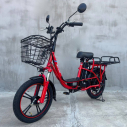 Електровелосипед Green Giant 600W 48V Червоний з вантажним багажником та корзиною, Фото 1